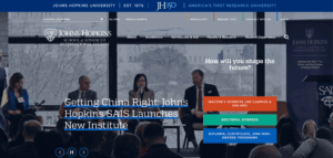 Johns Hopkins SAIS website on a laptop: One platform for three global campuses